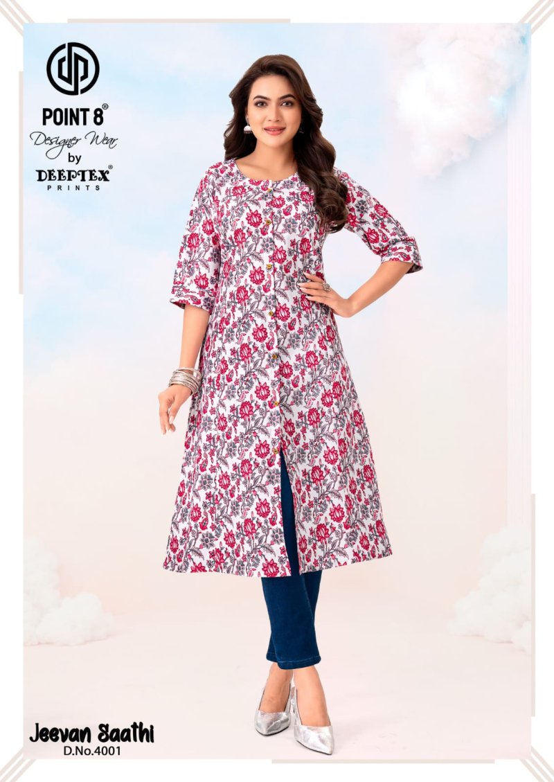 Jeevan Sathi Vol 4 By Deeptex A Line Cotton Printed Kurtis 